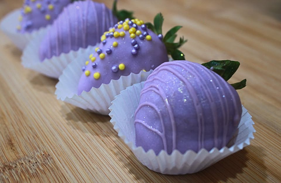 Purple lavender chocolate strawberries