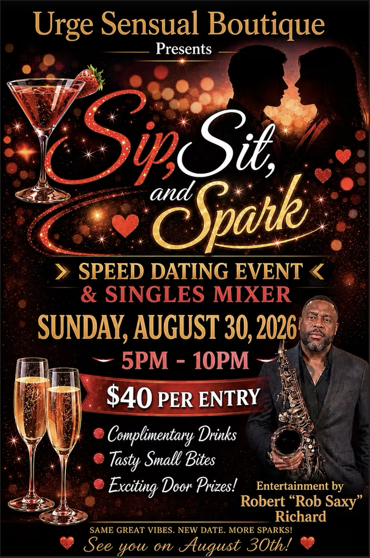 Sip Sit and Spark event flyer